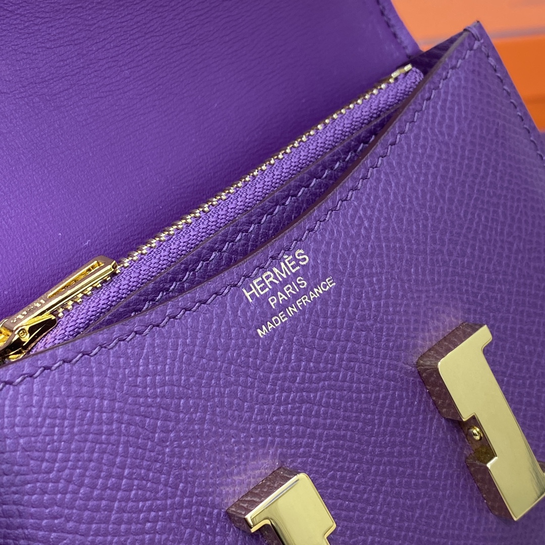 Hermes Constance Slim Wallet Belt Bag In Violet Epsom Leather